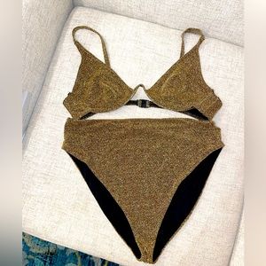 ASOS Black Gold Glitter High Waisted Bikini